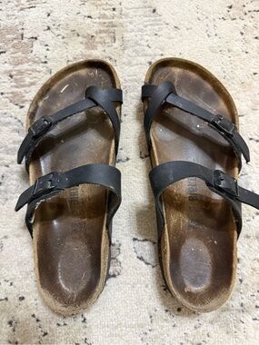 Birkenstock Black Leather Double-Strap Sandals